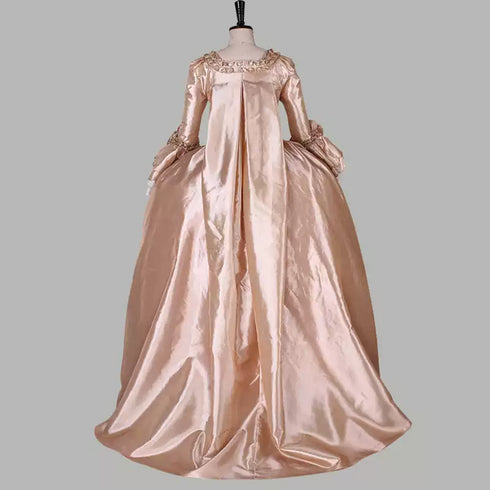 Pink Rococo Marie Antoinette Dress with Cream Ruffle Details - 18th Century Ball Gown - Plus Size